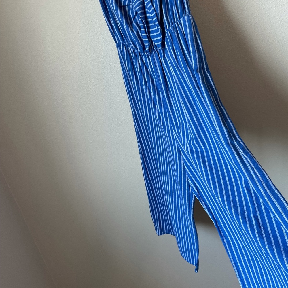 Everly xs blue. Pinstriped wideleg Jumpsuit - Picture 2 of 7